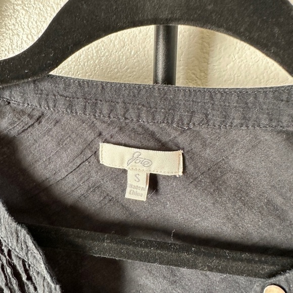 Joie grey lightly sheer button peasant long sleeve tuxedo blouse shirt top - Picture 3 of 4